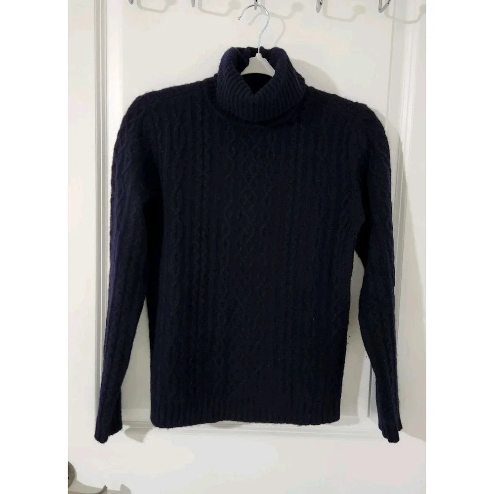 Lauren Ralph Lauren Womens Chunky Knit Sweater Wool Angora Rabbit Hair Blue Sz S